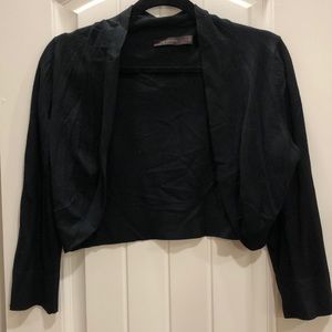 Soft black bolero cardigan with three-quarter length sleeves